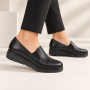 pantofi dama negri din piele naturala cu platforma joasa si elastic lateral NA270NP Ciucaleti